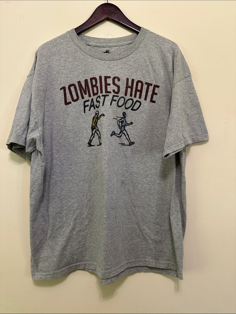 INK Inc. Graphic Crewneck Tee “Zombies Hate Fast Food” - Gray XXL